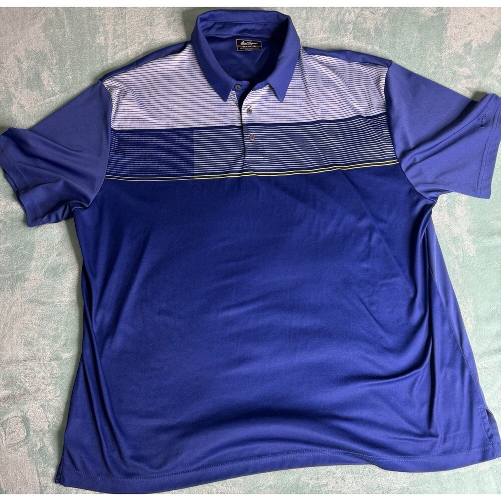 Ben Hogan Performance Polo Shirt Mens 3XL Blue Excellent Geometric Stripe